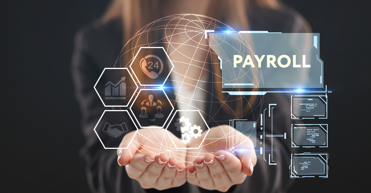 The concept of business, technology, the Internet and the network. A young entrepreneur working on a virtual screen of the future and sees the inscription: Payroll